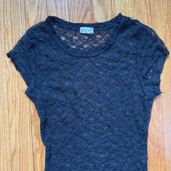Free People black lace bodysuit short-sleeve women's size XS - Picture 5 of 5